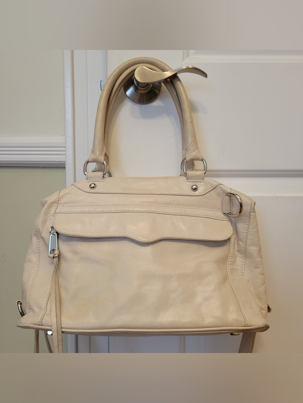 Medium Satchel, Creamy White, Rebecca Minkoff Handbag, Tawny Satchel 8x14